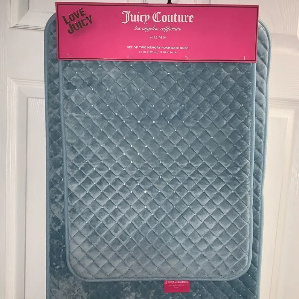 NWT Baby Blue Juicy Couture Set of Two Bath Mats